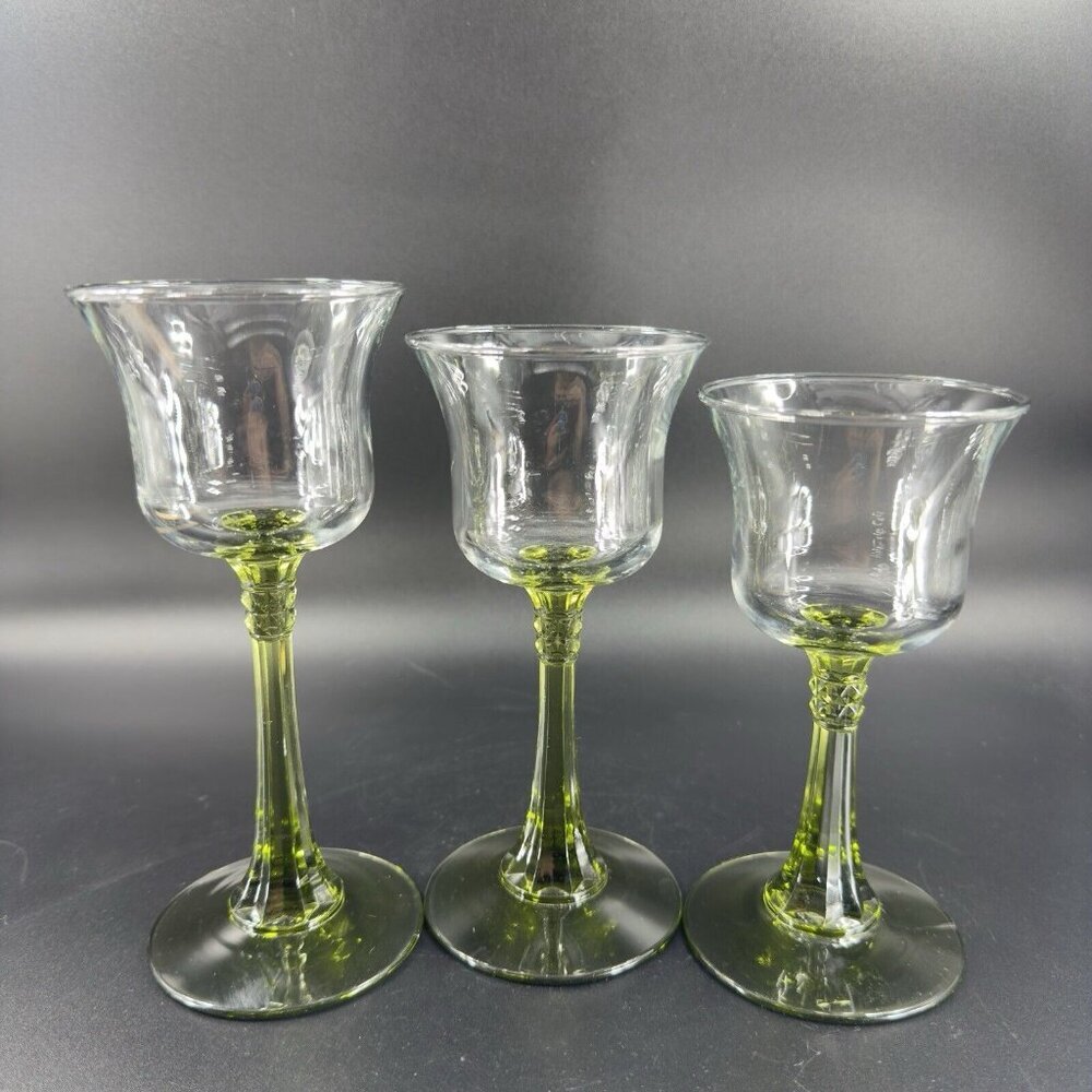 Partylite Glass Votive Candle Holder Set 3 Glass Clear Top And Green Bottom VTG - Picture 14 of 14